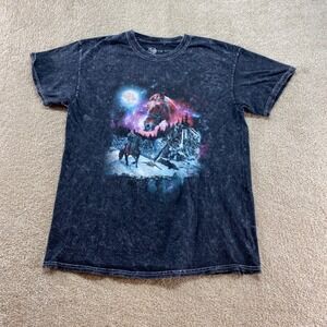 The Witcher Shirt Mens Medium Grey Acid Wash‎ Cosmic Horse Geralt Graphic Tee